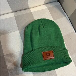 John Deere Green Knit Hat with Logo Patch
